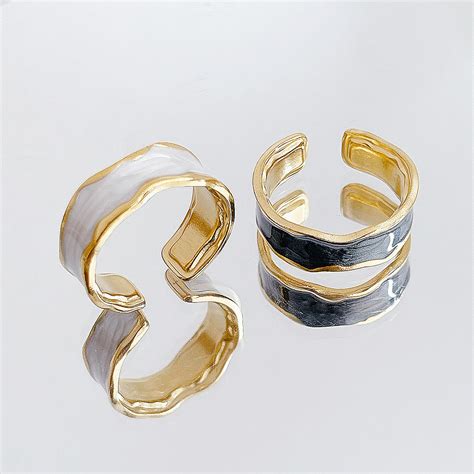 選べる2色！【ENAMEL series】モダン サージカルステンレスオープンリング【str43】 | Atelier B.ECUDES