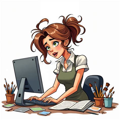 Image result for Cartoon Computer Girl