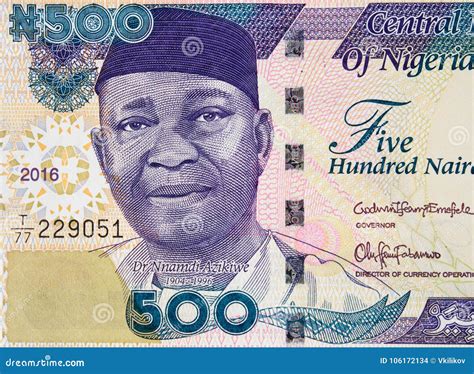 Retrato De Nnamdi Azikiwe No Nigerian Cl 2016 Da Cédula De 500 Nairas ...
