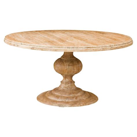 60" Round Pedestal Dining Table in Whitewash | Wood Round Dining Table ...