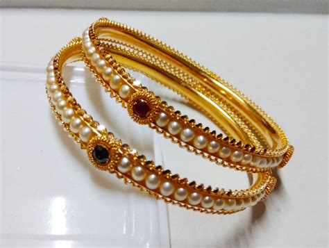 Pearls Bangle | Pearl bangles gold, Gold bangles design, Bangles ...