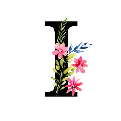 Free Transparent Floral Alphabet Illustration letter I - PNG Basket