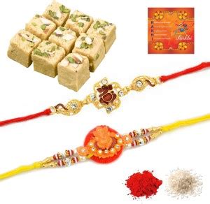 Radlax Soan Papdi Sweets 400gm With Rakhi Gift Pack-SNPPD-2SetStone48 ...