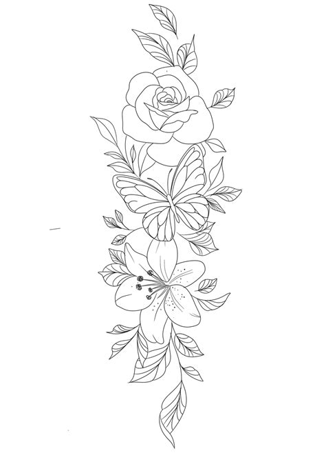 Flower Tattoo Drawings | Half Sleeve Tattoo Stencils