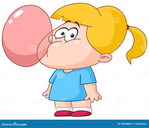 Cartoon With Bubble Gum Blowing Bubbles