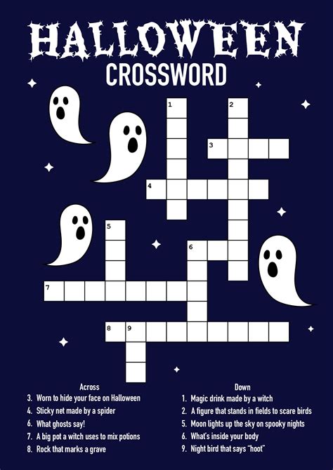 Printable Crossword Puzzles For Halloween