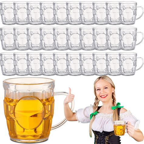 Ziliny 30 Pcs 8 oz Plastic Beer Mugs with Handles Dimpled Steins Small ...