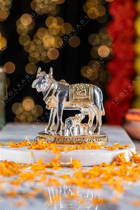 Gold & Silver Coated Kamadhenu Idol