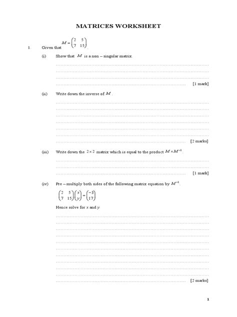 Matrix Equations Worksheet 的图像结果
