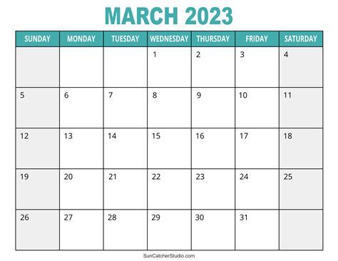 March 2023 Calendar (Free Printable) – Free Printables, Lettering, SVG ...