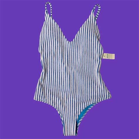 Aerie one piece bathing suit. White terry cloth... - Depop