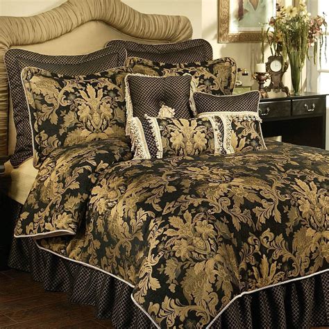 Lismore Black and Gold Damask Comforter Bedding from Austin Horn ...