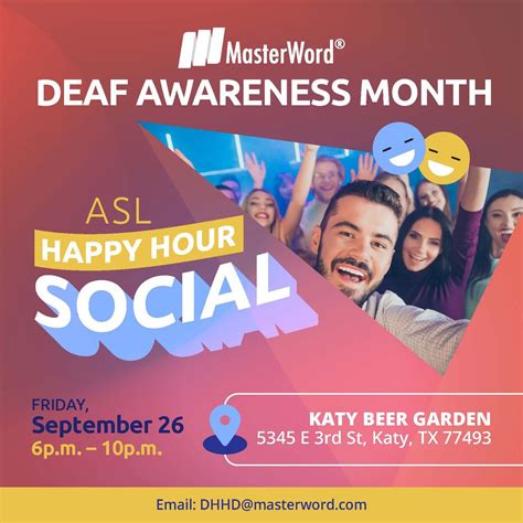 Happy Hour Social - MasterWord Deaf Awareness Week, 303 Stafford St ...