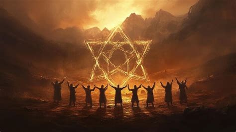 Six people forming the star of david hexagram | Premium AI-generated image