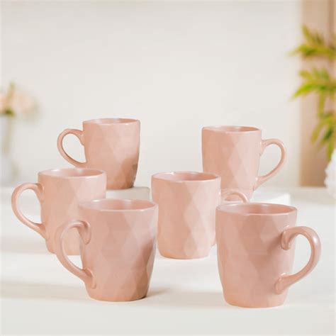 Subtle Pink Cup Set Of 6 Ideal For Tea Coffee 220ml Online - Premium ...