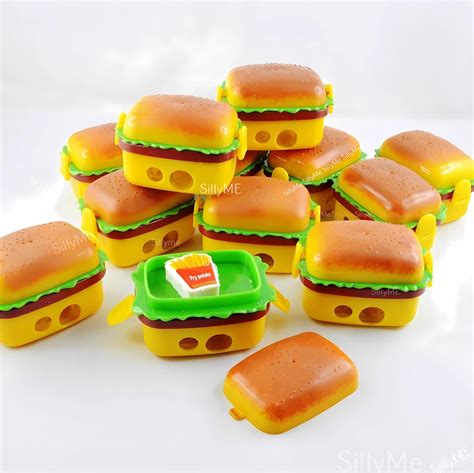 12pcs Mini Burger-Shaped Pencil Sharpener with 2 erasers Look Like ...