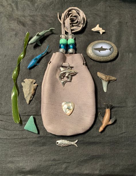 Shark Spirit Pouch, Shark Medicine Bag, Shark Totem Stone, Shark Figurine, Shark Spirit Animal ...