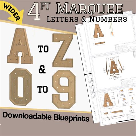 4ft Build Marquee Letters (A-Z & 0-9) Extra Wide Version - DIY Wood ...