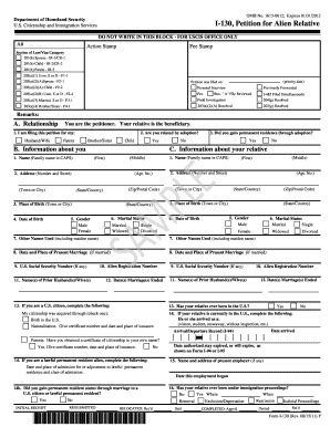 Fillable Online Department of Homeland Security I-130 Petition for ...