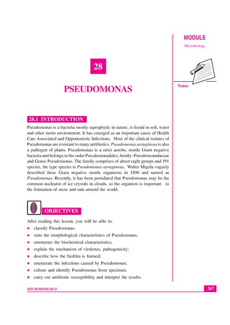 notes about Pseudomonas - 267 Pseudomonas MODULE Microbiology Notes 28 ...