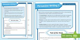 English Writing Homework Persuasive 4 3rd/4th Class - Twinkl