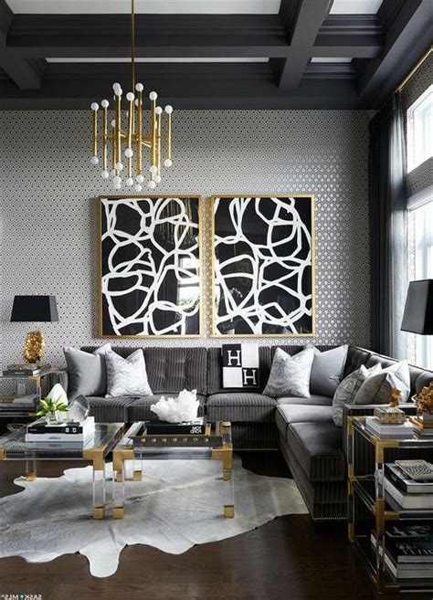 black gray gold living room