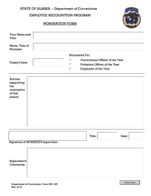 Department Of Corrections EMPLOYEE RECOGNITION PROGRAM ... - Fill and ...