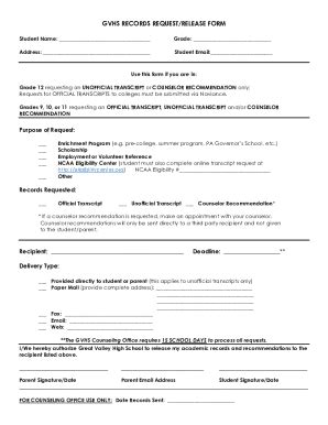 Fillable Online GVHS RECORDS REQUEST/RELEASE FORM Fax Email Print ...