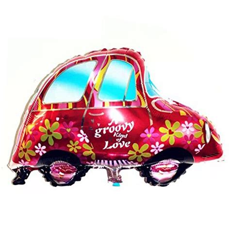 Evisha CAR Shape Printed Foil Balloons - Pack of 4, Kids Birthday Party ...