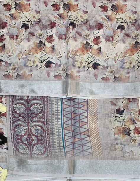 Jute Cotton Saree Brown Shade with Thread Border – Kumaran Silk