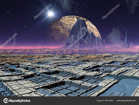 Rendered Fantasy Alien Landscape Illustration — Stock Photo ...