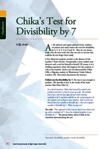 Chika’s test for divisibility by 7 - ePrints@APU