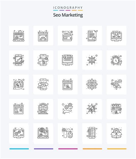 Creative seo marketing 25 outline icon pack such as marketing data web ...