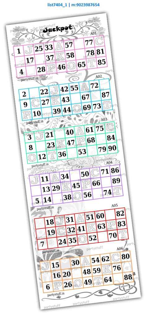 kukuba grid | Tambola Housie | Jackpot Designs