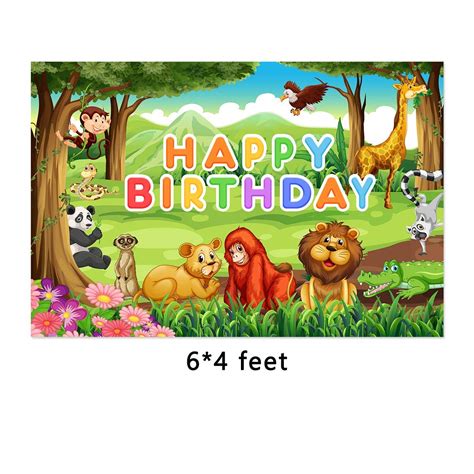 Buy Jungle Safari Themed Animals Birthday Party Banner Photo Backdrop ...