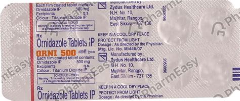 Orni 500 MG Tablet (10): Uses, Side Effects, Price & Dosage | PharmEasy