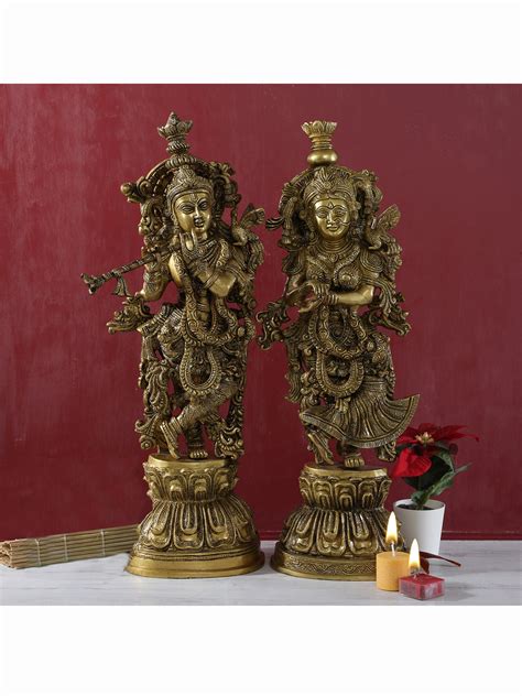 Brass Radha Krishna Statue Pair, Brass 20 Inches Radha Krishna Statue ...