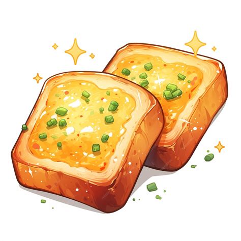 Premium Vector | Buttery Garlic Bread Slices Snack Cartoon Drawing