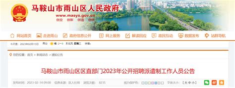 2023年安徽省马鞍山市雨山区区直部门招聘公告（报名时间2月14日至18日）
