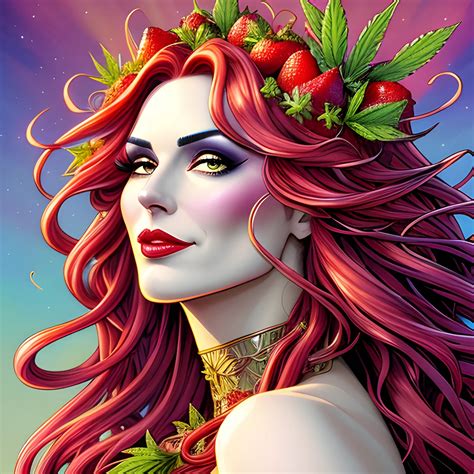 comic book version of young Strawberry Shortcake as a marijuana Goddess, pretty and highly ...