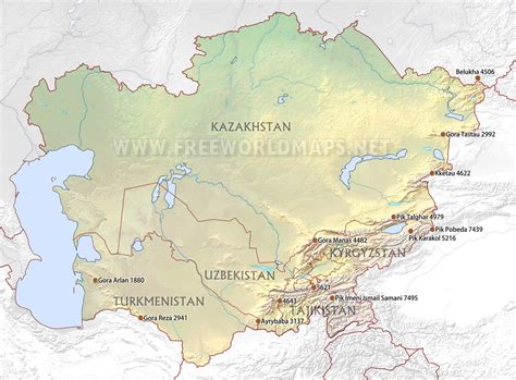 Central Asia Physical Map