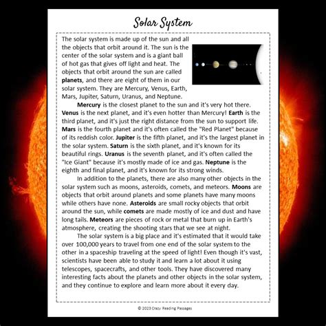 Image result for Solar System Reading