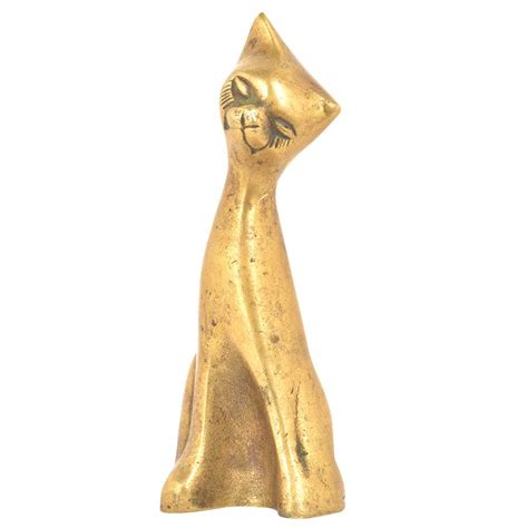 Brass Vintage Cat In Sitting Position