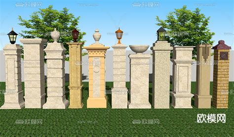 中式庭院大门门柱造型,中式庭院大门,大门门柱造型效果图_大山谷图库