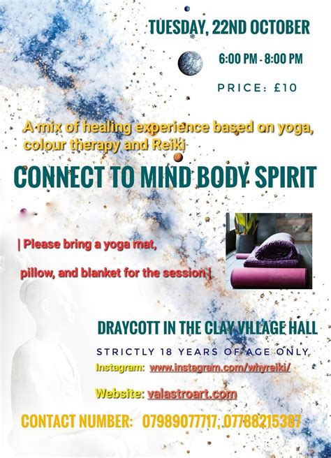 Connect to Mind Body Spirit at Draycott in the Clay Village Hall ...