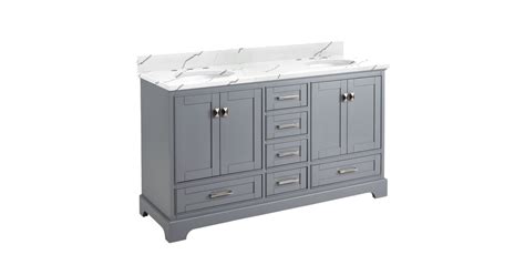 Signature Hardware 464230 Quen 60" Double Vanity Set with Wood Cabinet ...