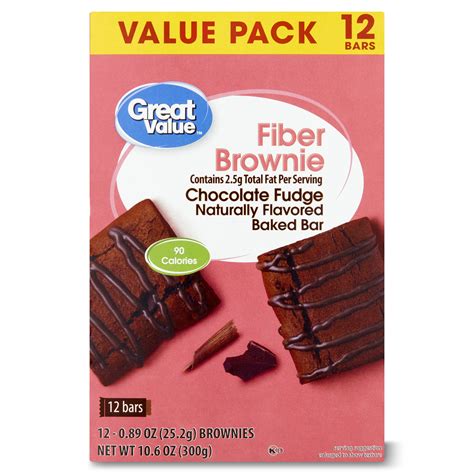 Buy Great Value Chocolate Fudge Fiber Brownie, Value Pack 10.69 oz, 12 ...
