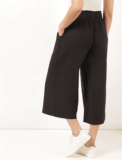Buy Linen Mix Plain Regular Fit Palazzo at Marks & Spencer