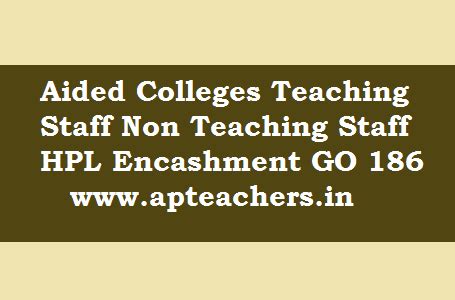 Aided Colleges Teaching Staff Non Teaching Staff HPL Encashment GO 186 ...
