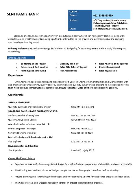 Senthamizhan resume Qs (1) - SENTHAMIZHAN R CONTACT Phone : +91 ...